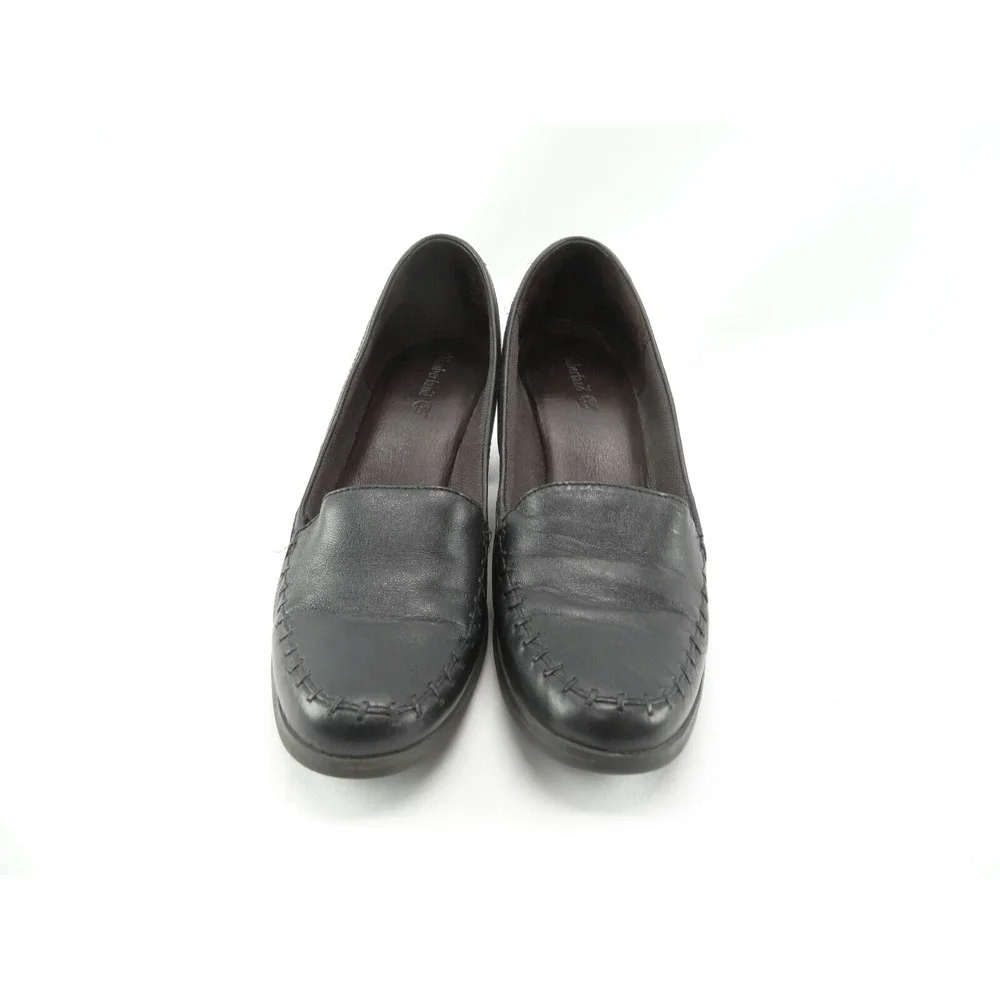 TIMBERLAND‎ REXI WOMEN'S SIZE 8.5 BLACK LEATHER LOAFER HEELS 64386